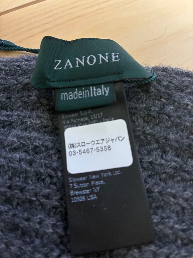 未使用タグ付き ZANONE カシミヤ100% グレー マフラー