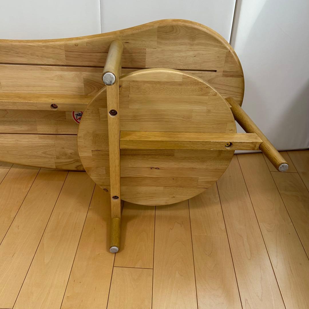 変形型の薄型リビングローテーブル　豆型テーブル　センターテーブル　ナチュラル美品