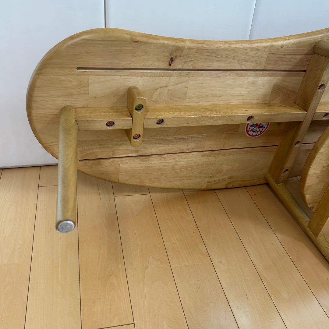 変形型の薄型リビングローテーブル　豆型テーブル　センターテーブル　ナチュラル美品