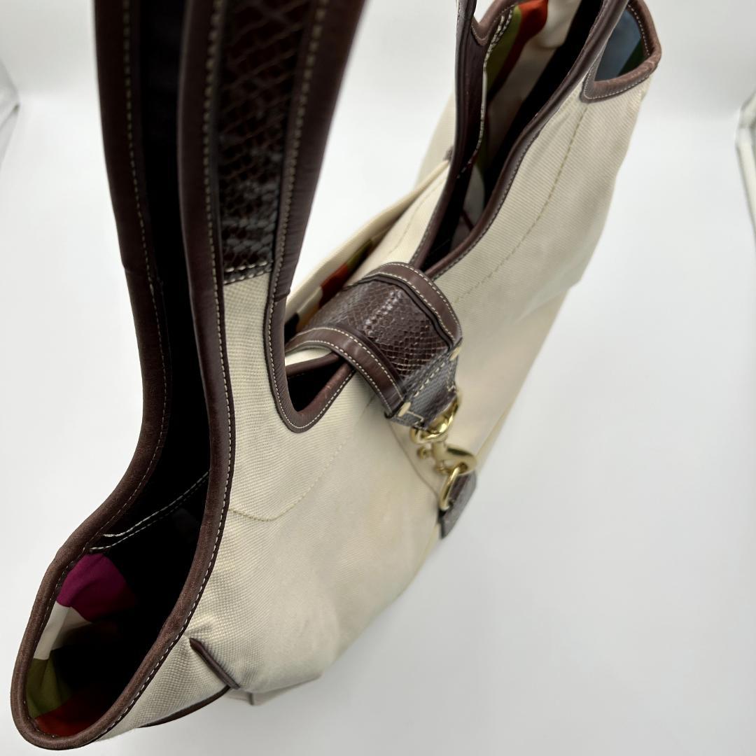 美品✨コーチ トートバッグ キャンバス レザー サイドターンロック 10779