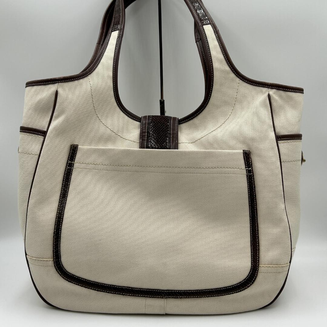 美品✨コーチ トートバッグ キャンバス レザー サイドターンロック 10779