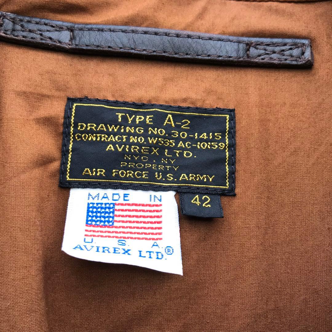 AVIREX　A-2　ブラウン　42　牛革　フライングタイガー