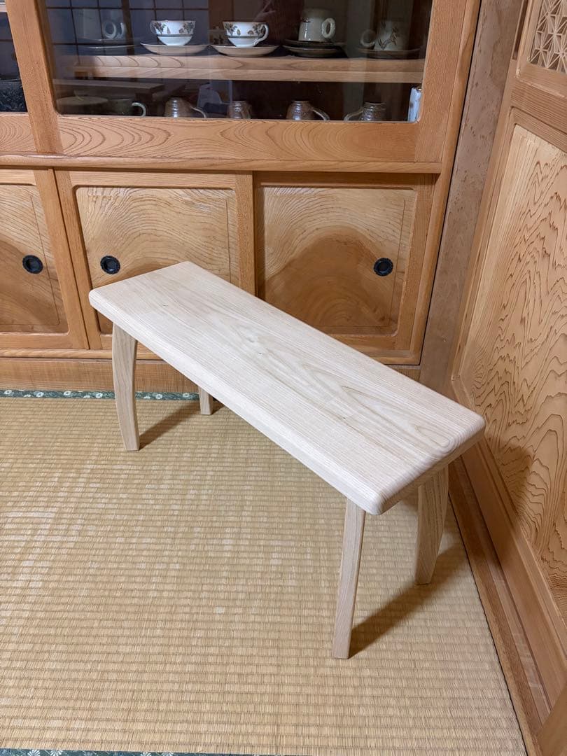 1334建具屋58年のおじいさんの手作り木製サイドテーブル、スツール