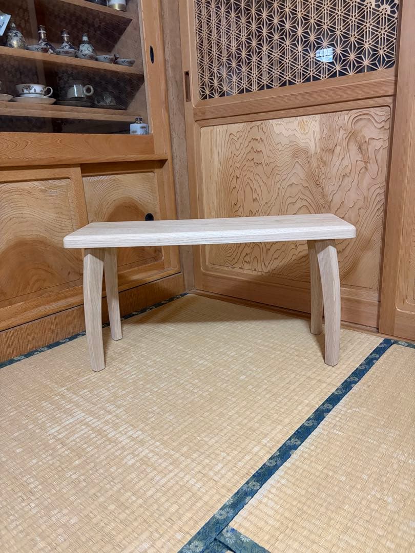 1334建具屋58年のおじいさんの手作り木製サイドテーブル、スツール