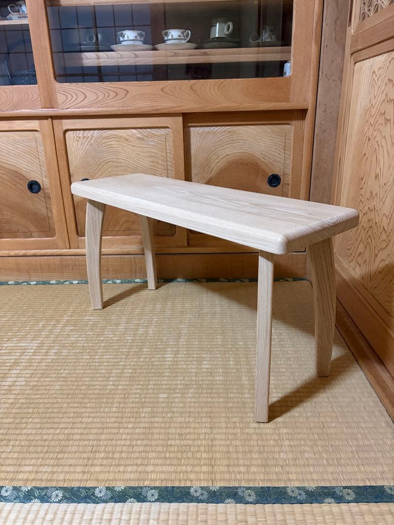 1334建具屋58年のおじいさんの手作り木製サイドテーブル、スツール