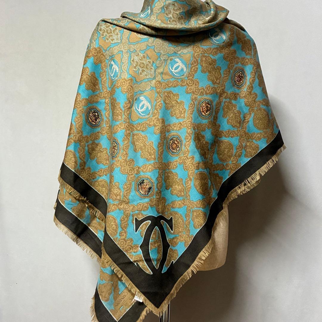 【CARTIER】2Cロゴ 大判ショール ウール/シルク混毛 イタリー製