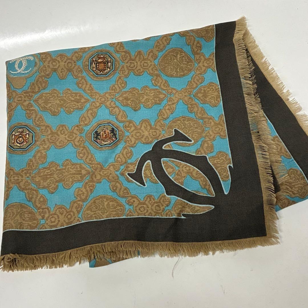 【CARTIER】2Cロゴ 大判ショール ウール/シルク混毛 イタリー製