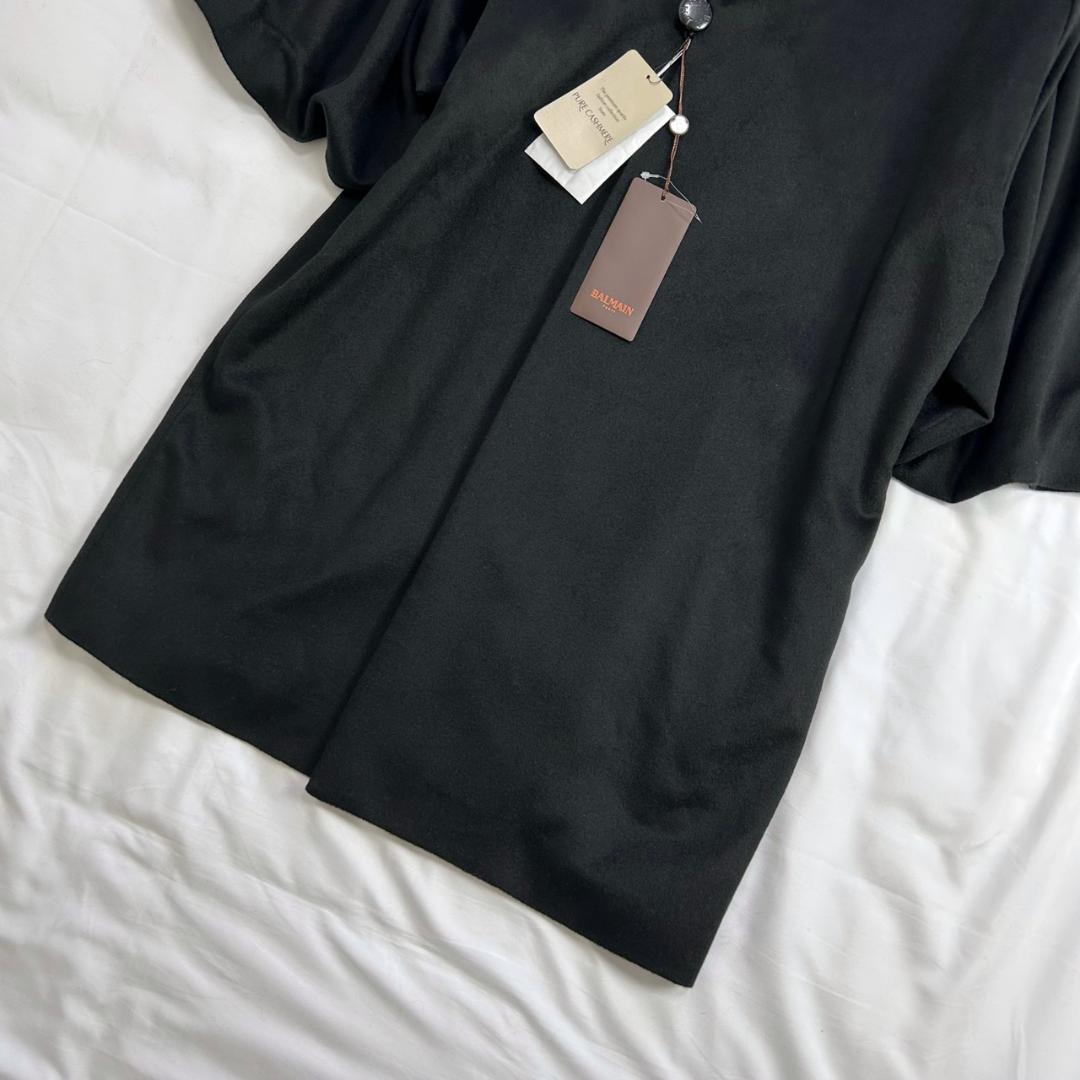 未使用　バルマン　カシミヤ100%　キモノスリーブ　ショールカラー　ロングコート