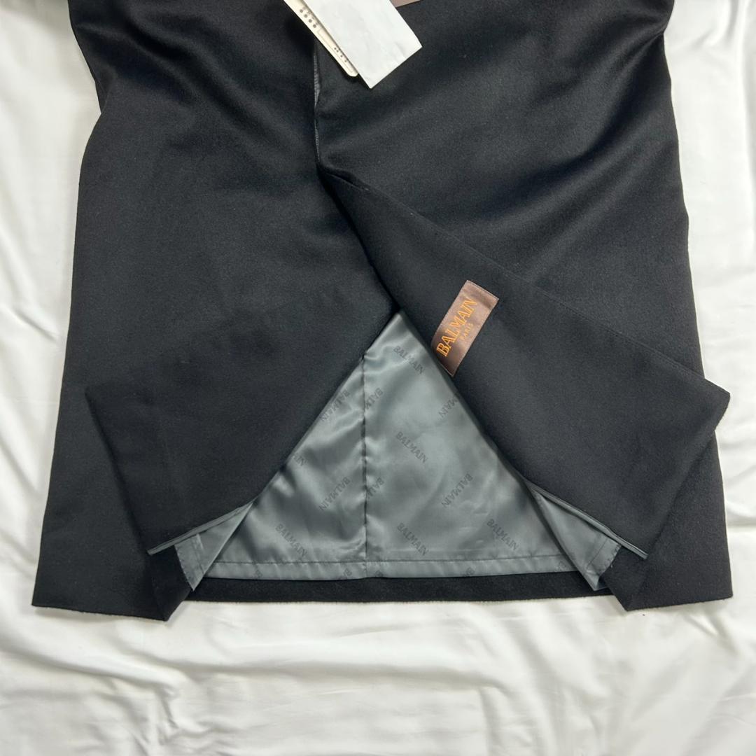 未使用　バルマン　カシミヤ100%　キモノスリーブ　ショールカラー　ロングコート