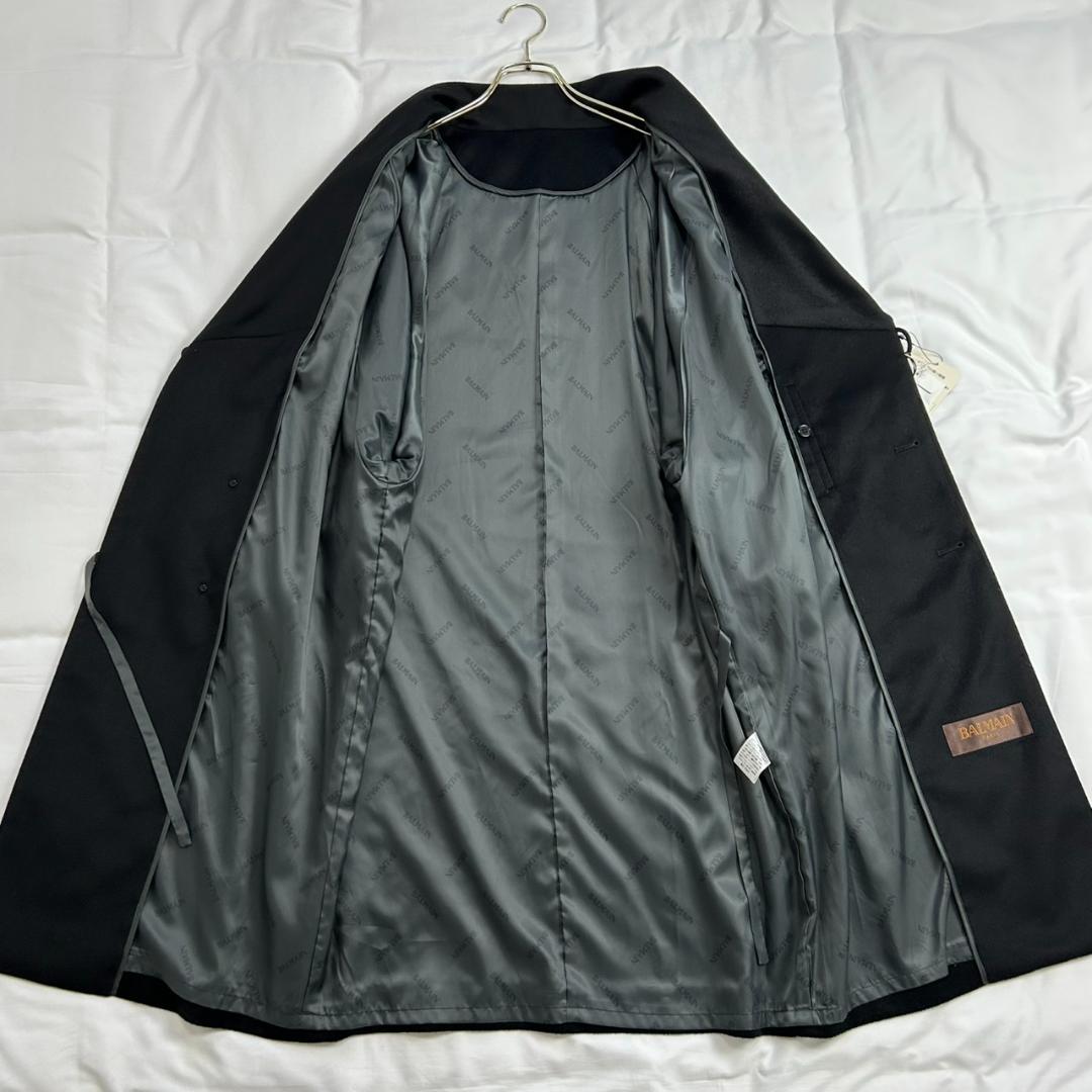 未使用　バルマン　カシミヤ100%　キモノスリーブ　ショールカラー　ロングコート