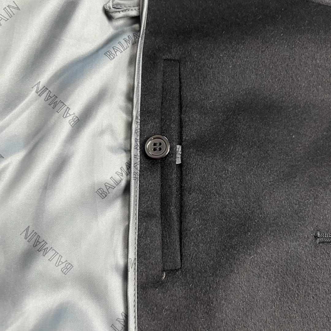 未使用　バルマン　カシミヤ100%　キモノスリーブ　ショールカラー　ロングコート