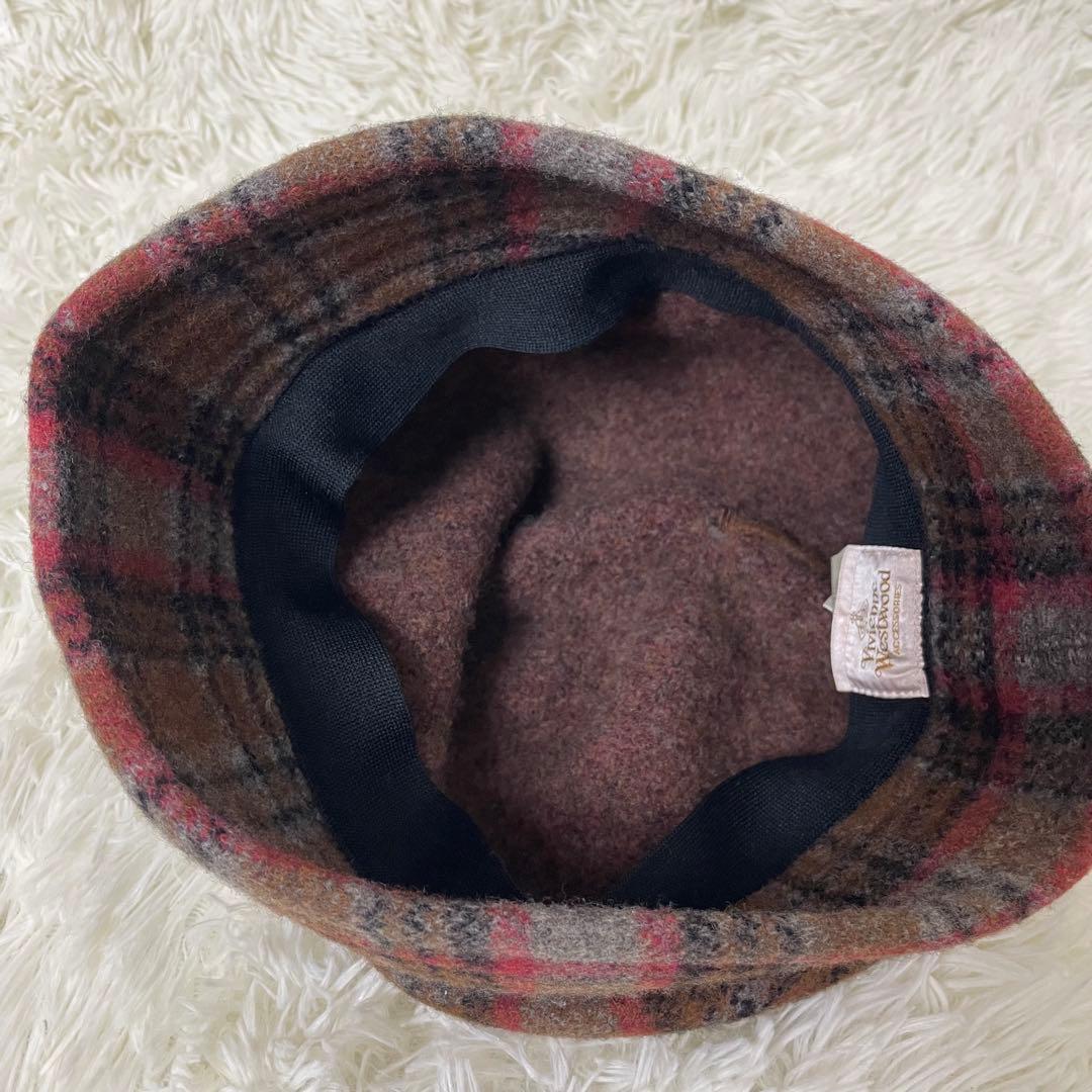 希少✨ヴィヴィアンウエストウッド オーブ チェック柄 ウール クロッシェ ハット