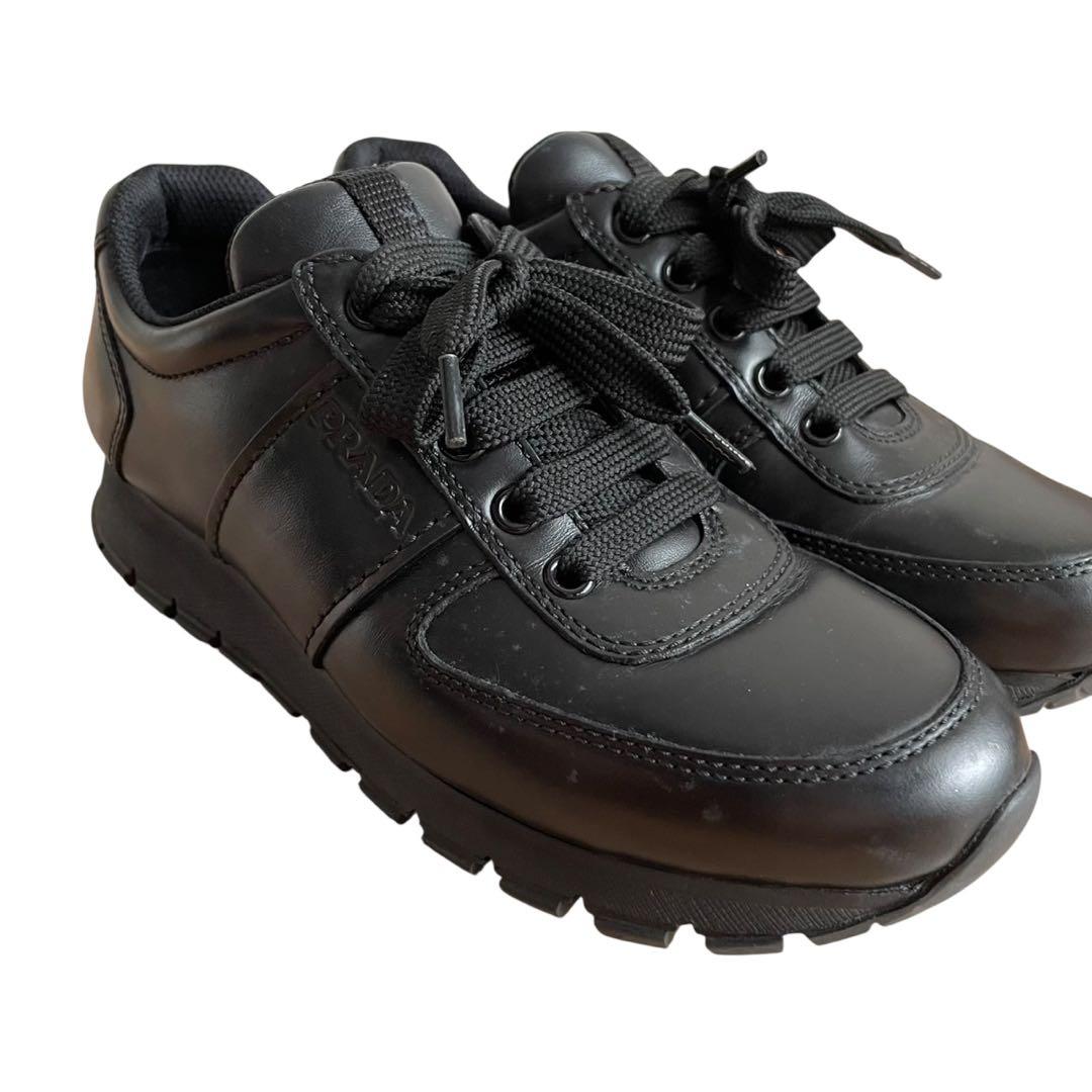 未使用級✨　PRADA SPORT スニーカー　レザー　黒　22.5相当