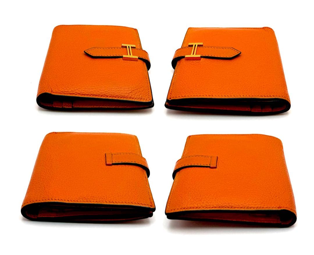 HERMESベアンコンパクト　二つ折り財布　オレンジ