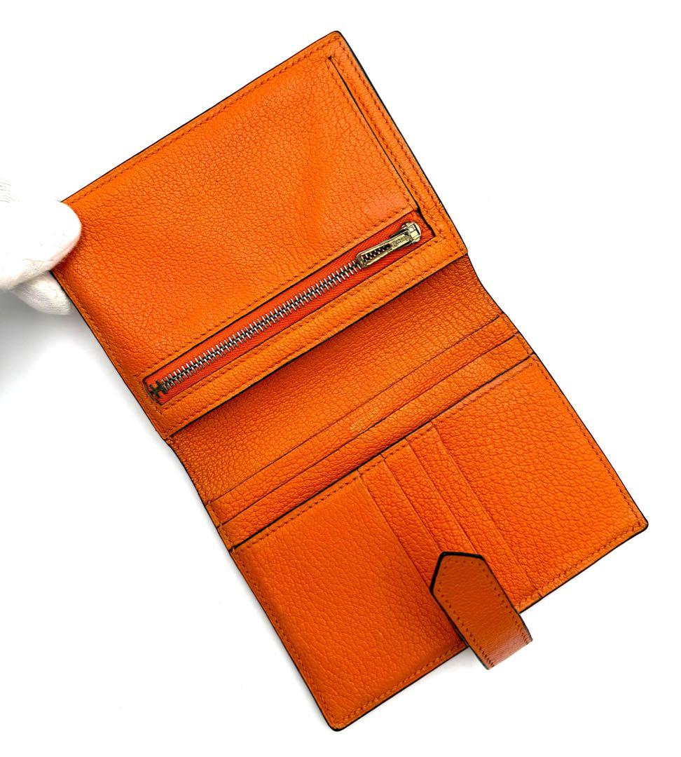HERMESベアンコンパクト　二つ折り財布　オレンジ