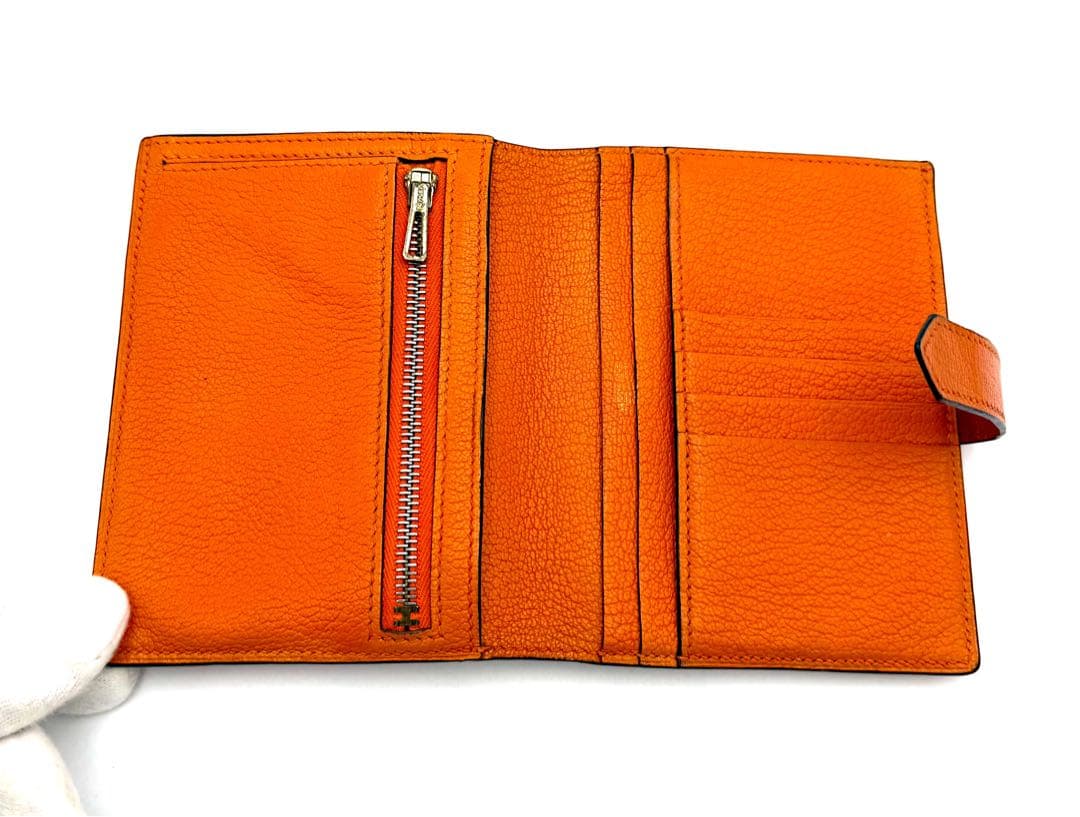 HERMESベアンコンパクト　二つ折り財布　オレンジ