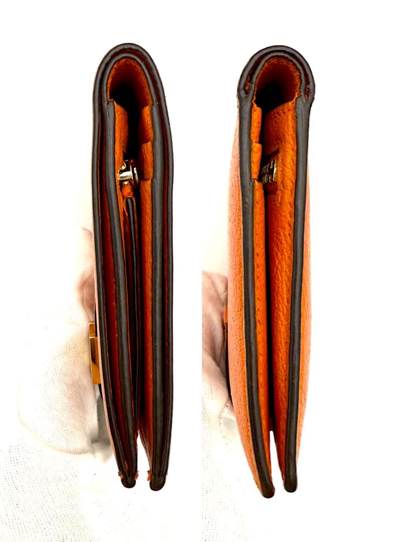 HERMESベアンコンパクト　二つ折り財布　オレンジ