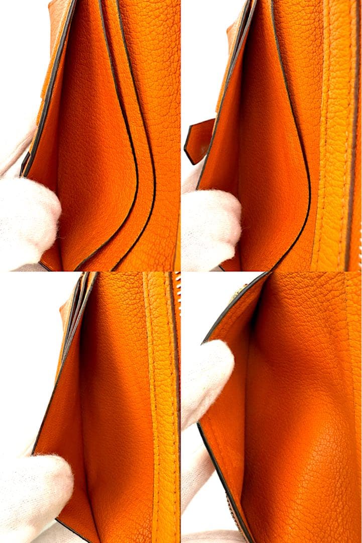 HERMESベアンコンパクト　二つ折り財布　オレンジ