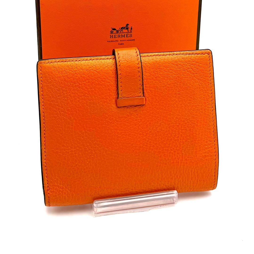 HERMESベアンコンパクト　二つ折り財布　オレンジ