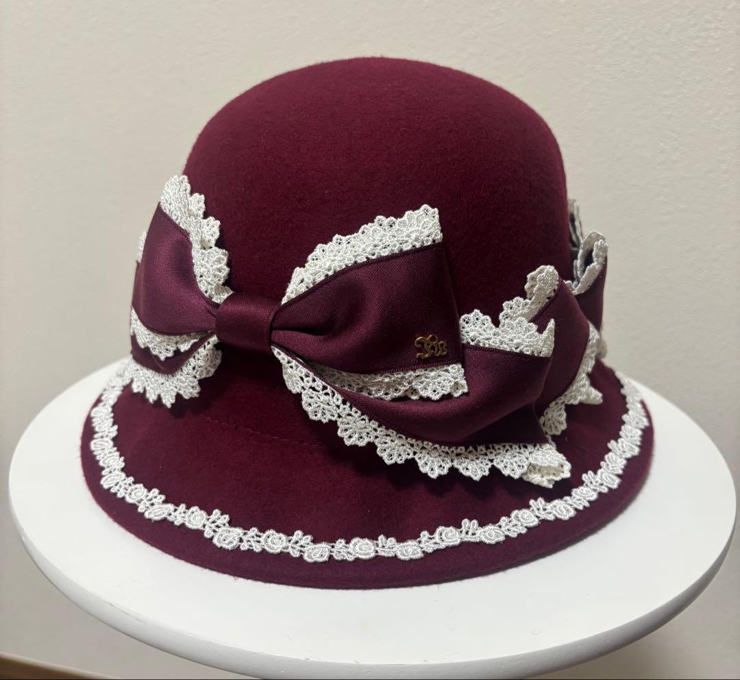 Innocent World リボンクロッシェハット　ボルドー