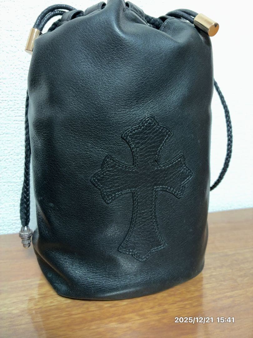 CHROME HEARTS クロムハーツ　ドローストリングサック　レザー巾着