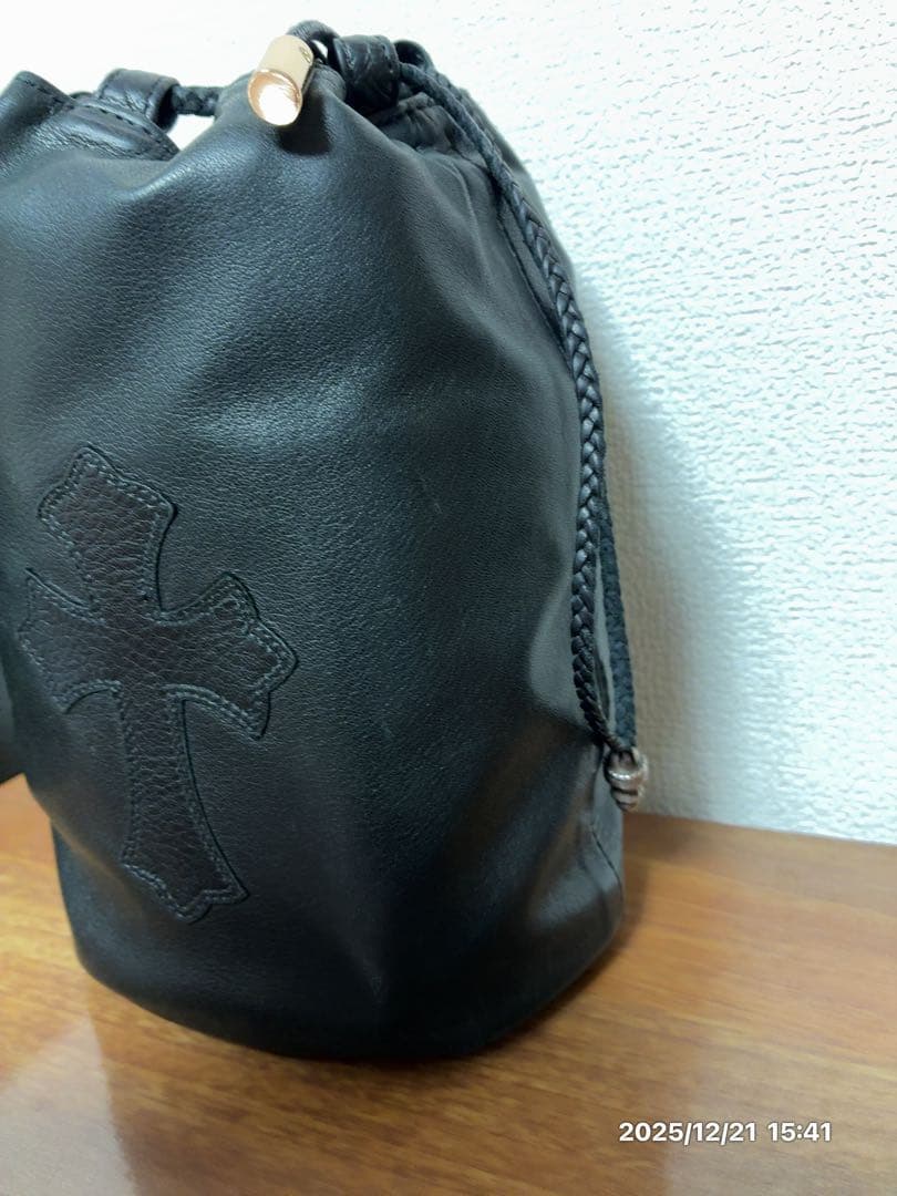 CHROME HEARTS クロムハーツ　ドローストリングサック　レザー巾着
