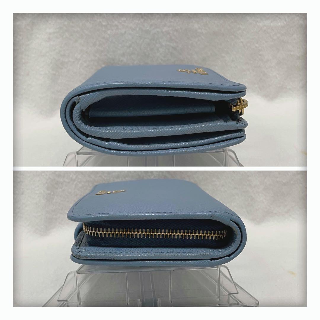 ✨大人気カラー✨ PRADA プラダ サフィアーノ 二つ折り財布 ライトブルー