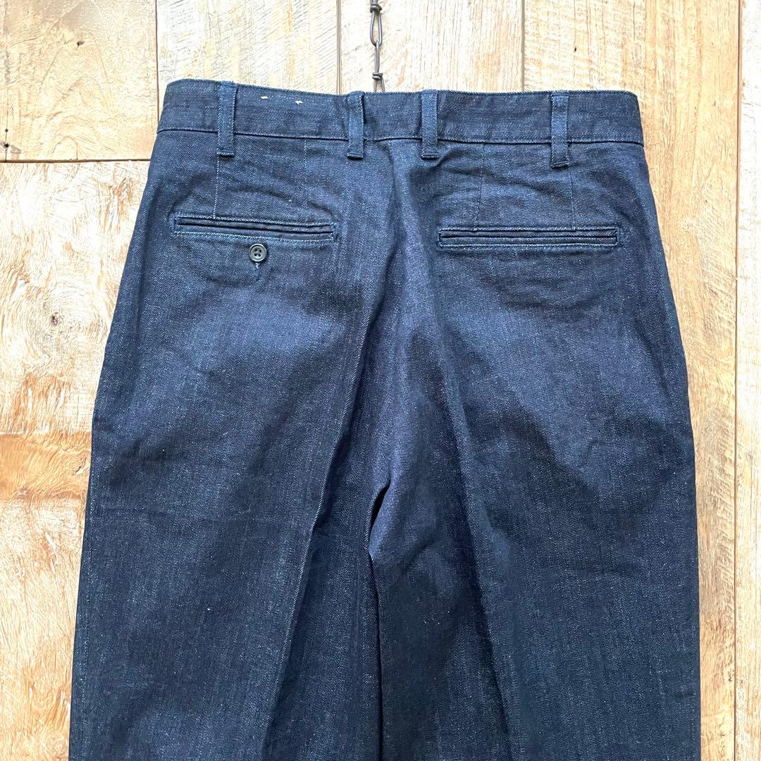 【美品】BEAMS+ 2タック ワイド テーパード デニム トラウザーズ パンツ