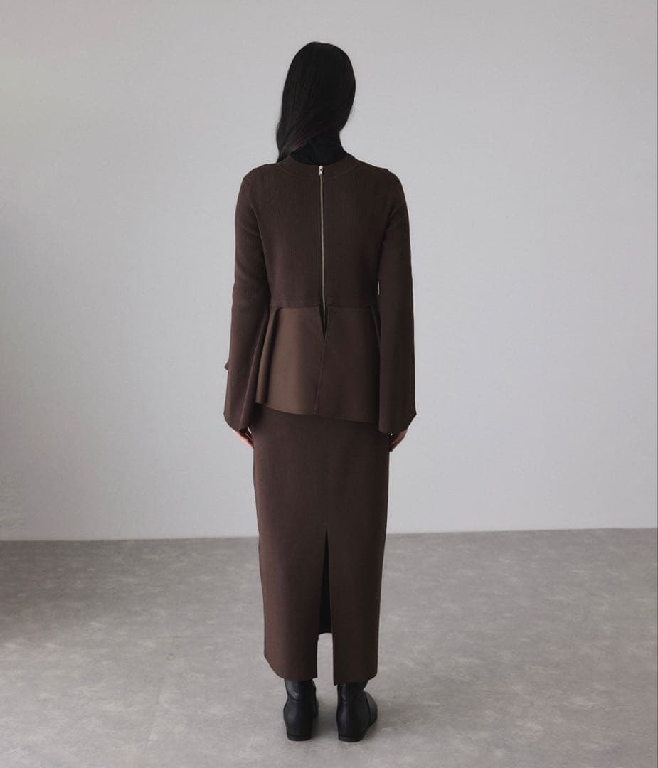 ADAM ET ROPE' ペプラムコンビニットワンピース/オケージョン対応