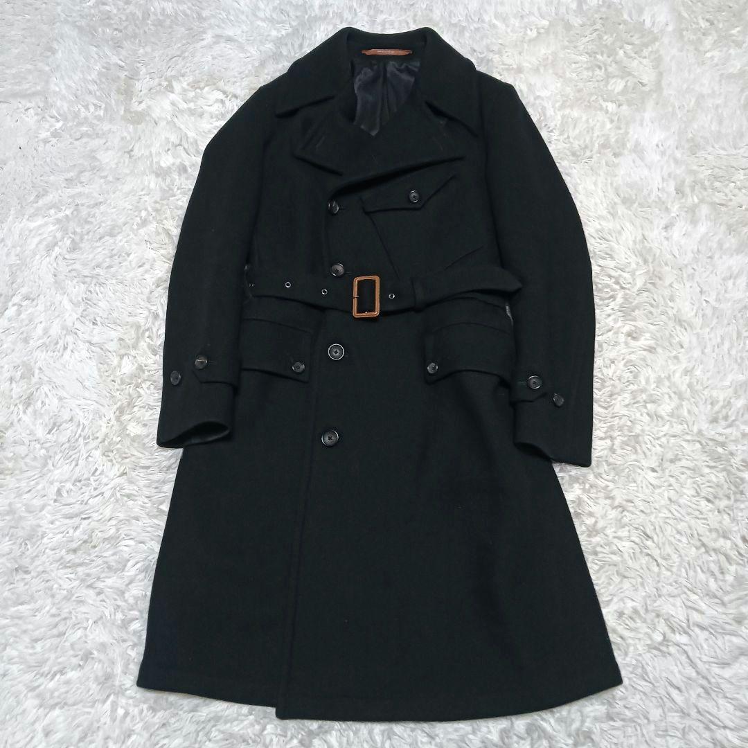 サイベーシックス　モーターサイクルチェスターコート　ダブルブレスト　ベルト　黒