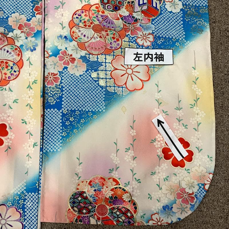 412ag86,帯締め,帯揚げ,しごき□七五三七歳 着物&袋帯&長襦袢□状態良好