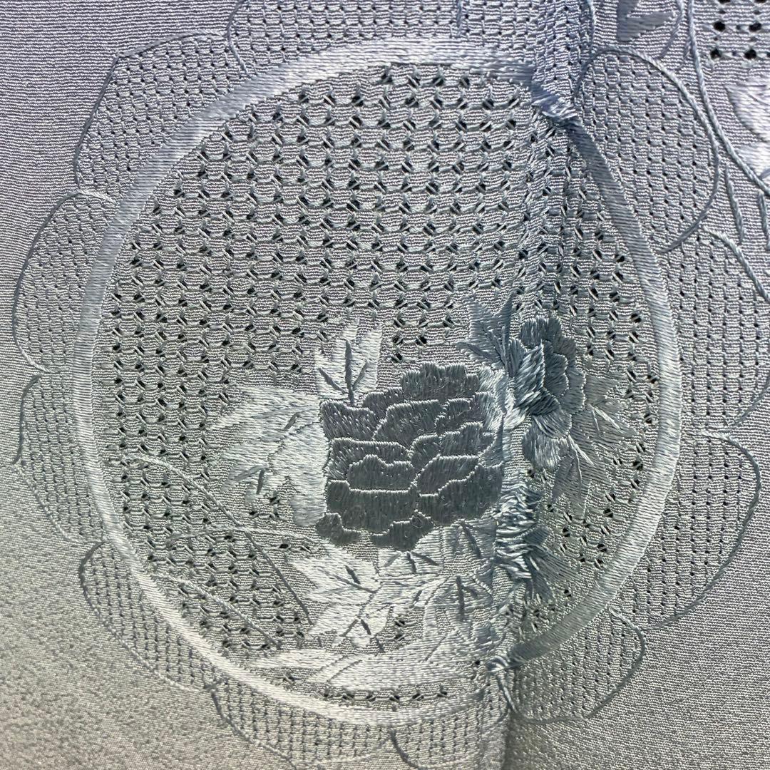 D201訪問着　汕頭・蘇州刺繍　総刺繍　正絹　着物　袷　しつけ糸付き未使用極美品