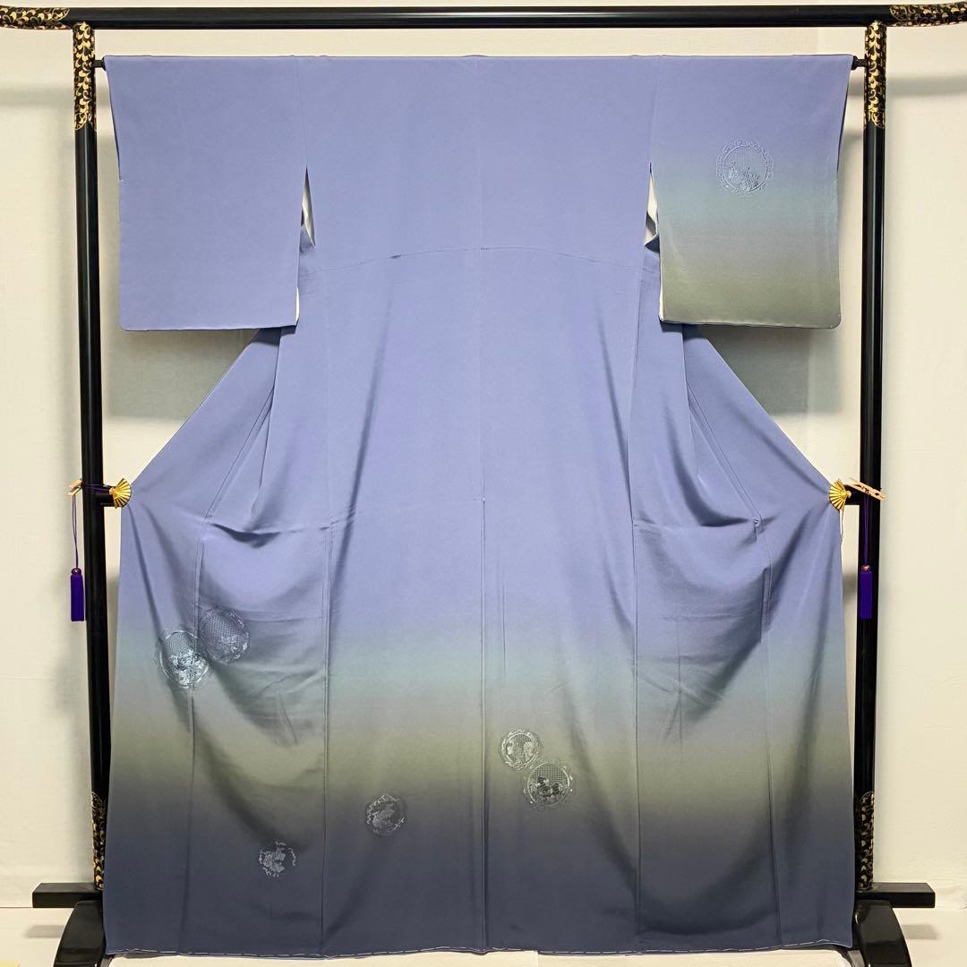 D201訪問着　汕頭・蘇州刺繍　総刺繍　正絹　着物　袷　しつけ糸付き未使用極美品