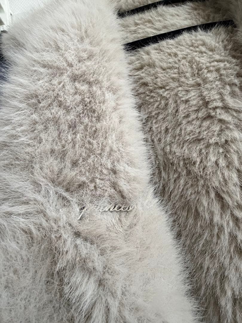 トップス andwang Kirakira 2way fur zip up gray