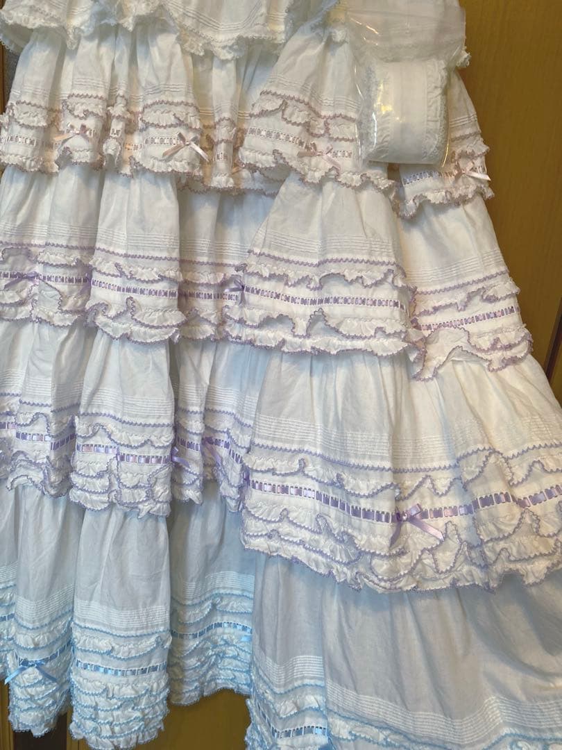 【2/10まで値下げ】ピンクハウス　配色フリル　ロングワンピース