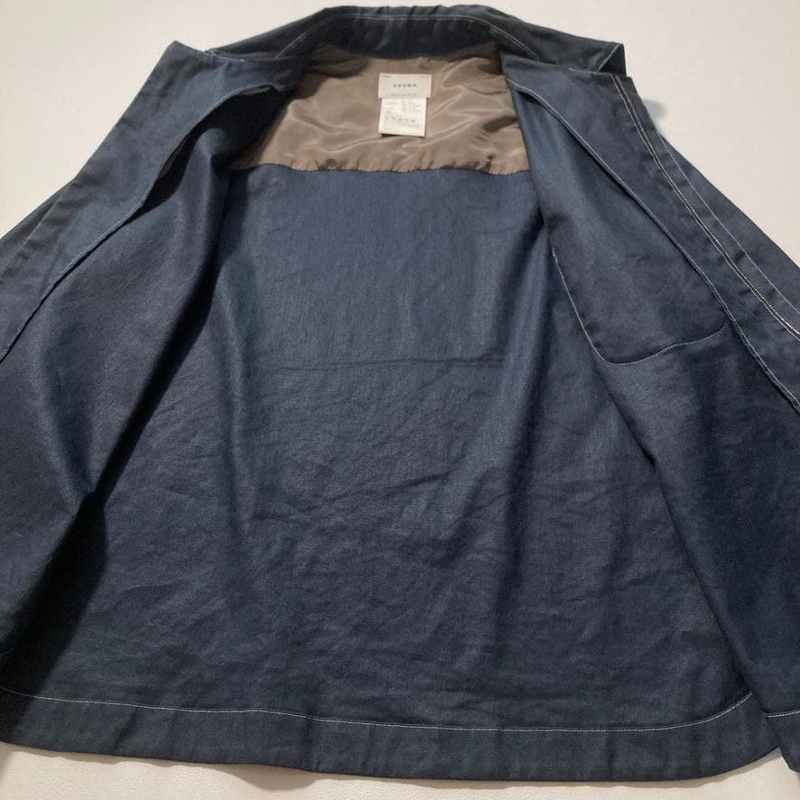 【04】ソウモ XL相当 リネン混 ジップジャケット デニムライク