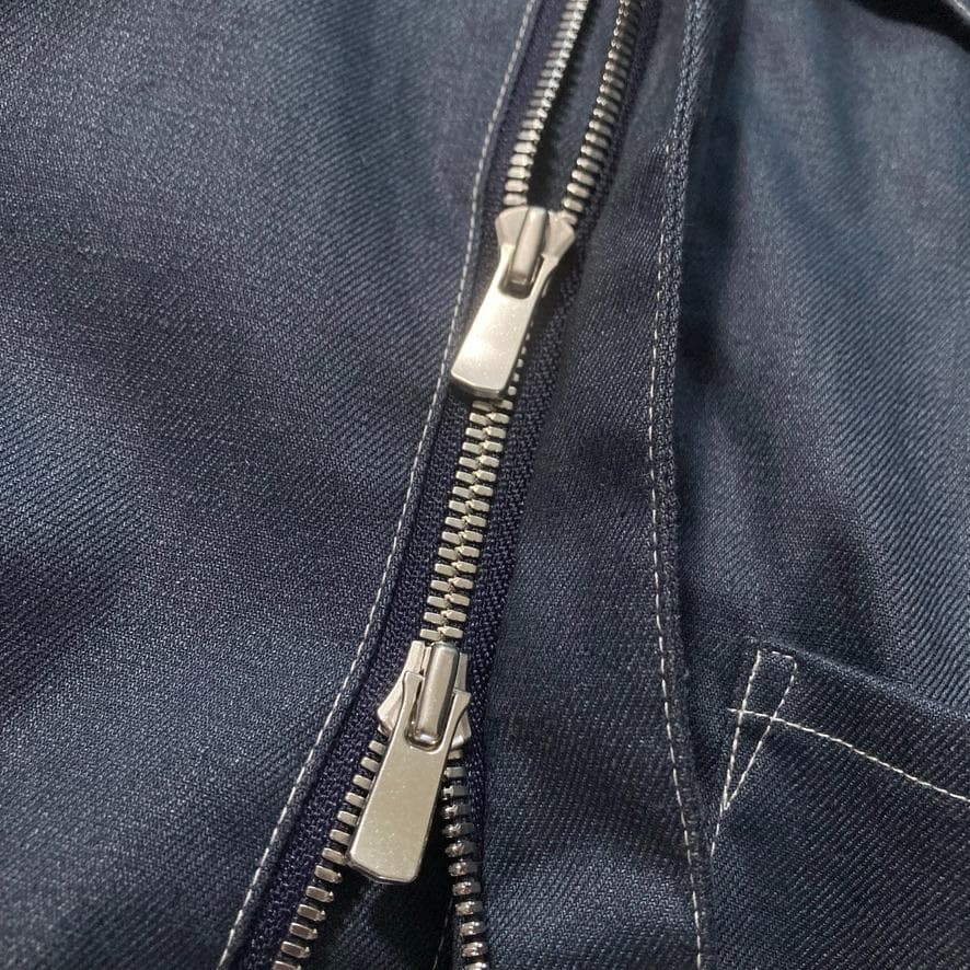 【04】ソウモ XL相当 リネン混 ジップジャケット デニムライク