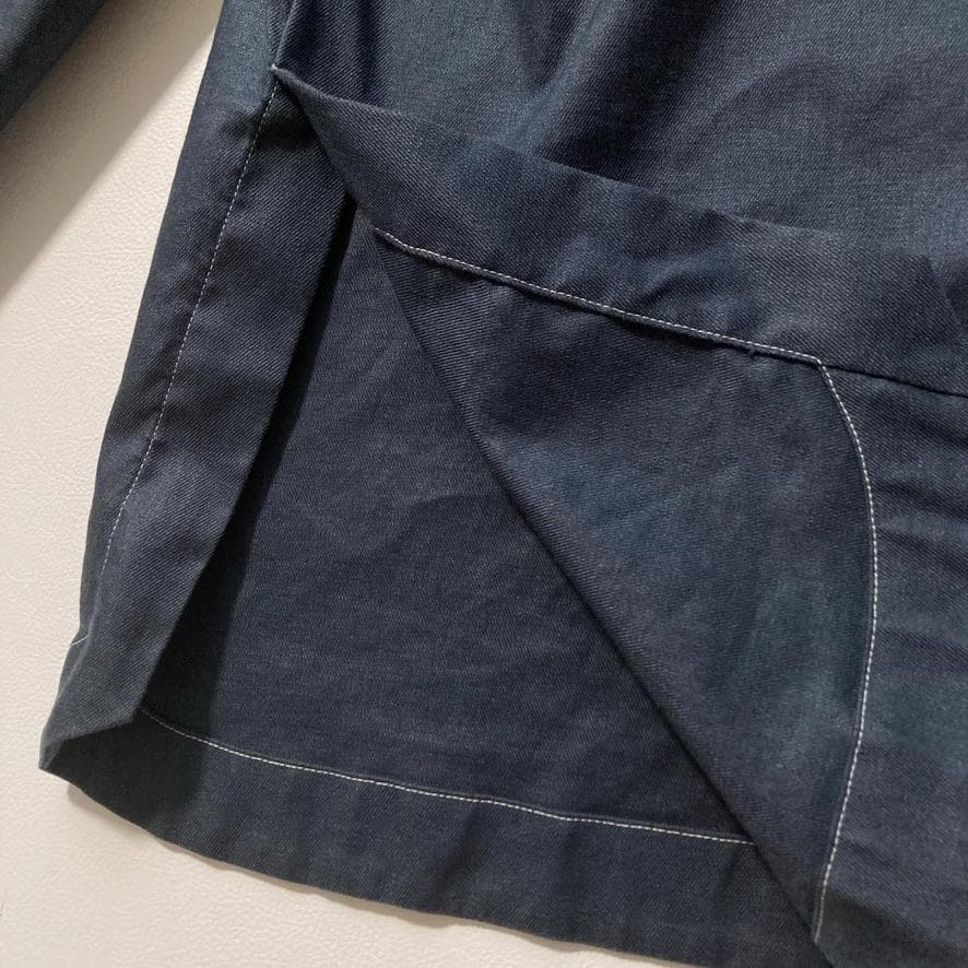 【04】ソウモ XL相当 リネン混 ジップジャケット デニムライク