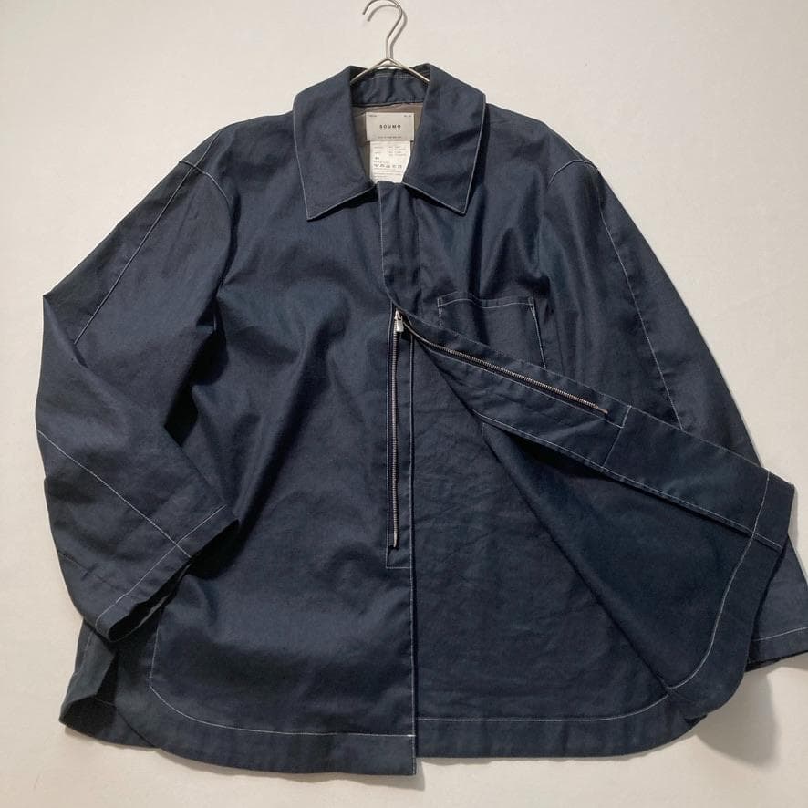【04】ソウモ XL相当 リネン混 ジップジャケット デニムライク