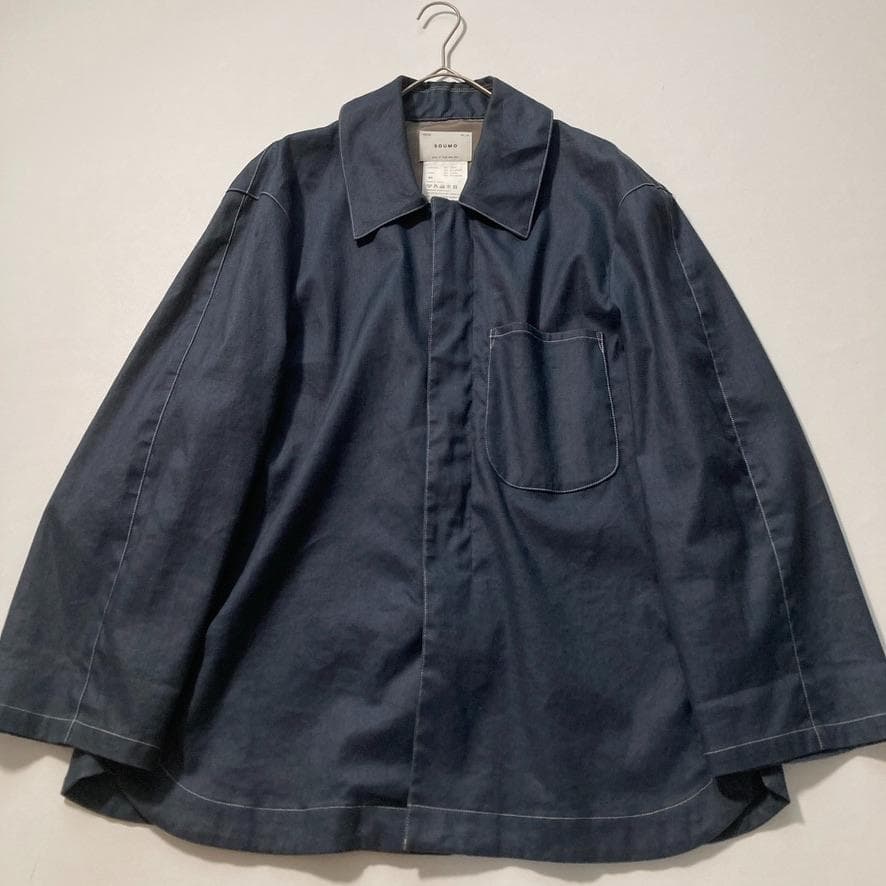 【04】ソウモ XL相当 リネン混 ジップジャケット デニムライク