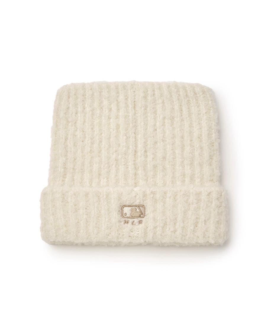 【新品未使用】アイボリー ニット帽 猫耳デザイン ヤンキース