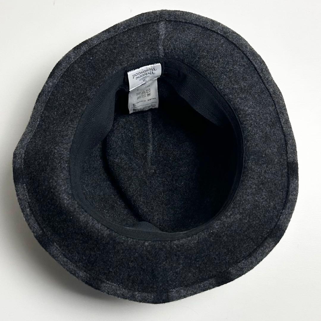 【極美品】ヴィヴィアンウエストウッド/総柄ウールハット/グレー×ブラック/オーブ