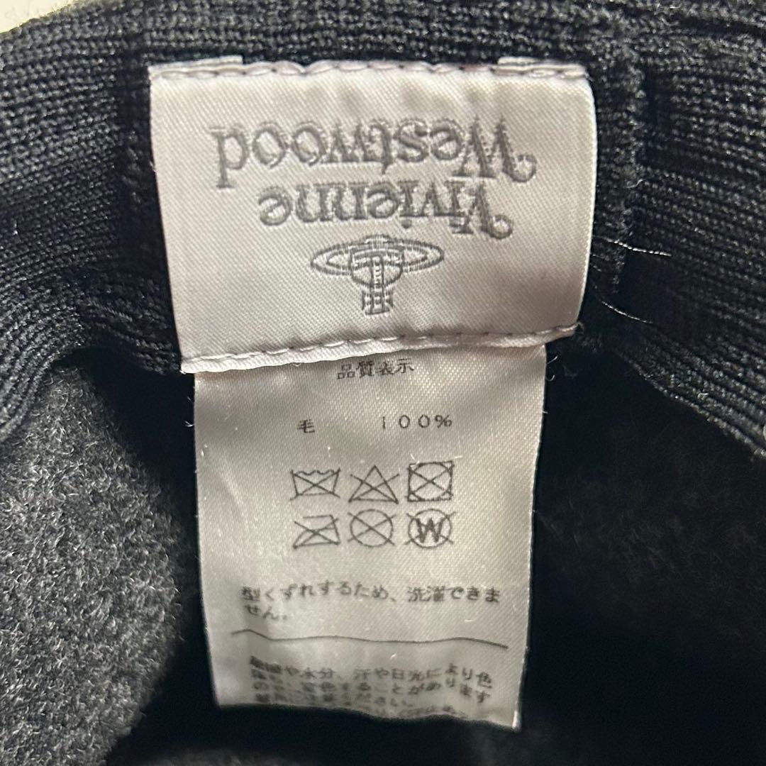 【極美品】ヴィヴィアンウエストウッド/総柄ウールハット/グレー×ブラック/オーブ