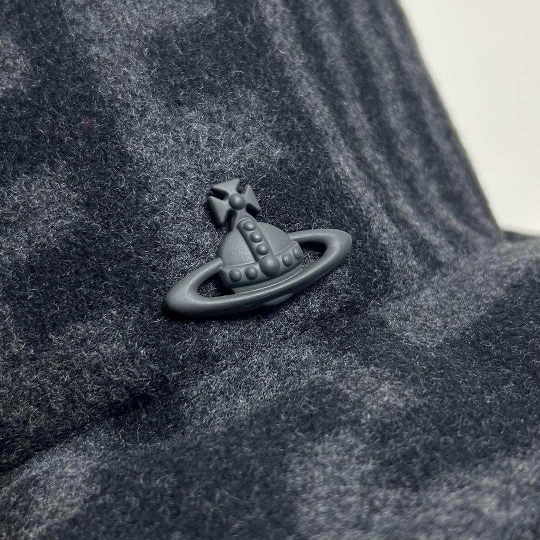 【極美品】ヴィヴィアンウエストウッド/総柄ウールハット/グレー×ブラック/オーブ