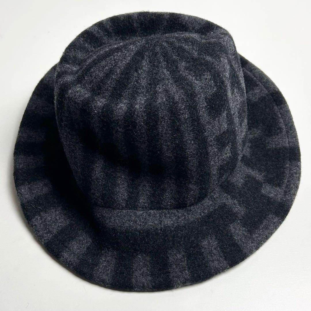 【極美品】ヴィヴィアンウエストウッド/総柄ウールハット/グレー×ブラック/オーブ