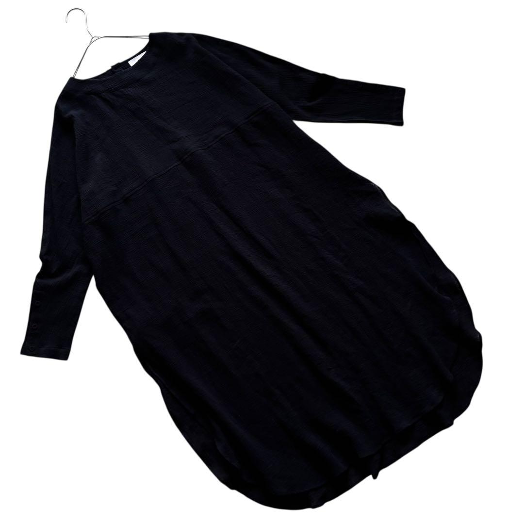 【美品】かぐれ　ガーゼロングチュニック　ブラック