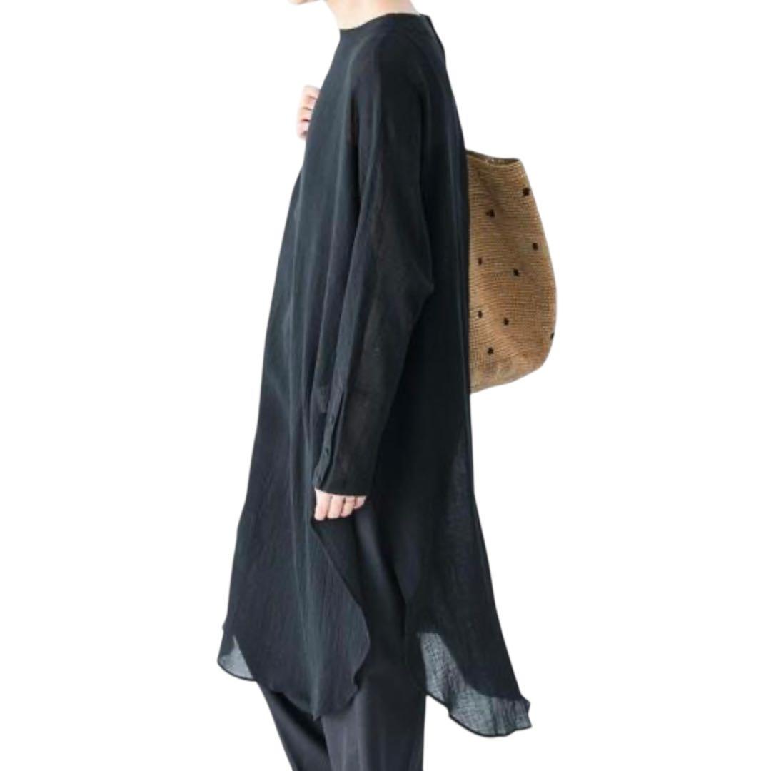 【美品】かぐれ　ガーゼロングチュニック　ブラック