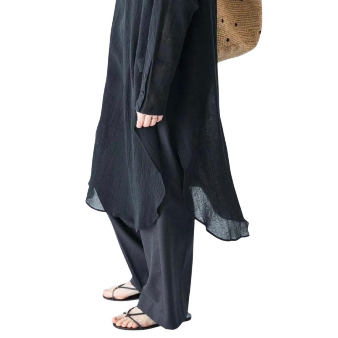 【美品】かぐれ　ガーゼロングチュニック　ブラック