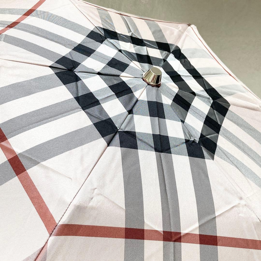 【未使用】バーバリー　折りたたみ傘　ノバチェック　雨傘　ユニセックス　ベージュ系