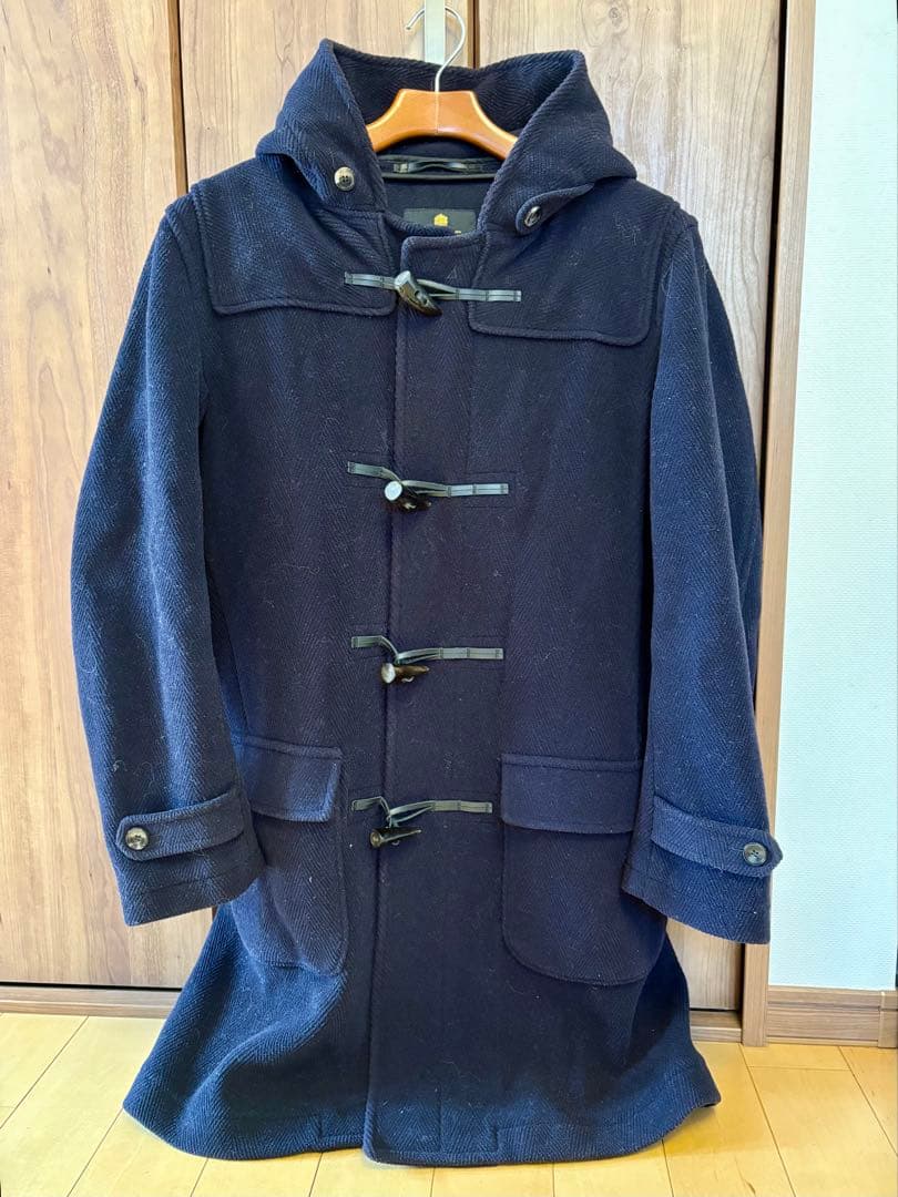 【おしゃれな英國製】GRENFELL ネイビー ダッフルコート フード付き
